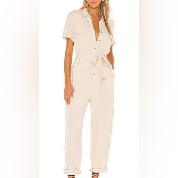 Rails Women's Callie Belted Utility Linen Blend Jumpsuit Belted Collared Size S - Picture 1 of 11